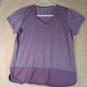 Womens Sz L RBX Heather Pink V-Neck Short Sleeve Performance Athletic Top
